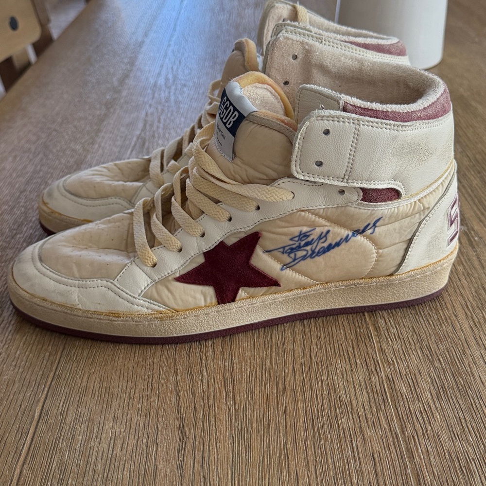 Golden Goose Men's High-Top Sneakers - Beige and Burgundy - Picture 2 of 10